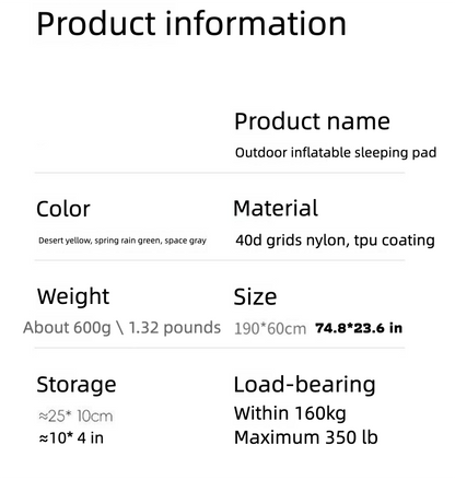 Camping Sleeping Pad with Quick-Inflate Foot Pump