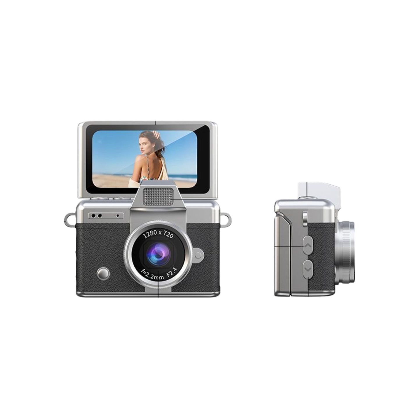 Mini camera with a 1.47-inch HD flip-up screen
