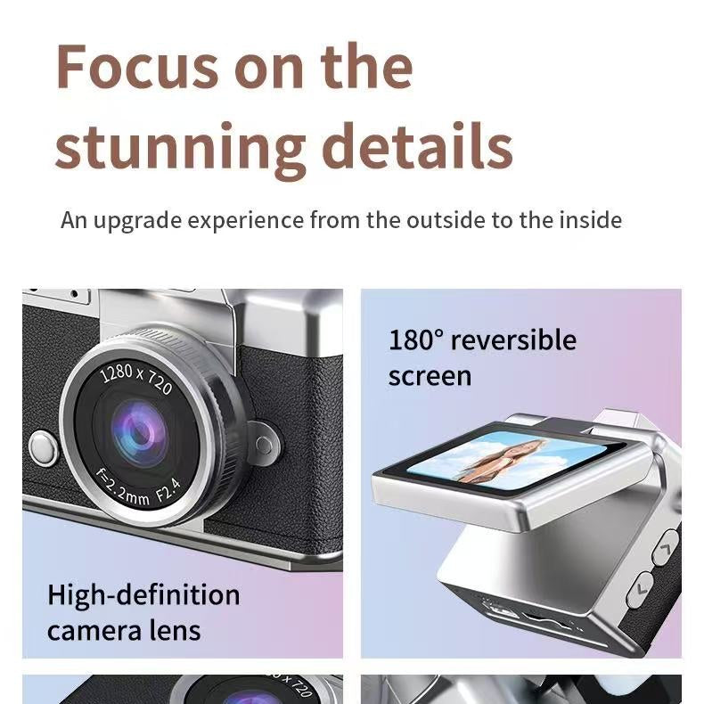 Mini camera with a 1.47-inch HD flip-up screen