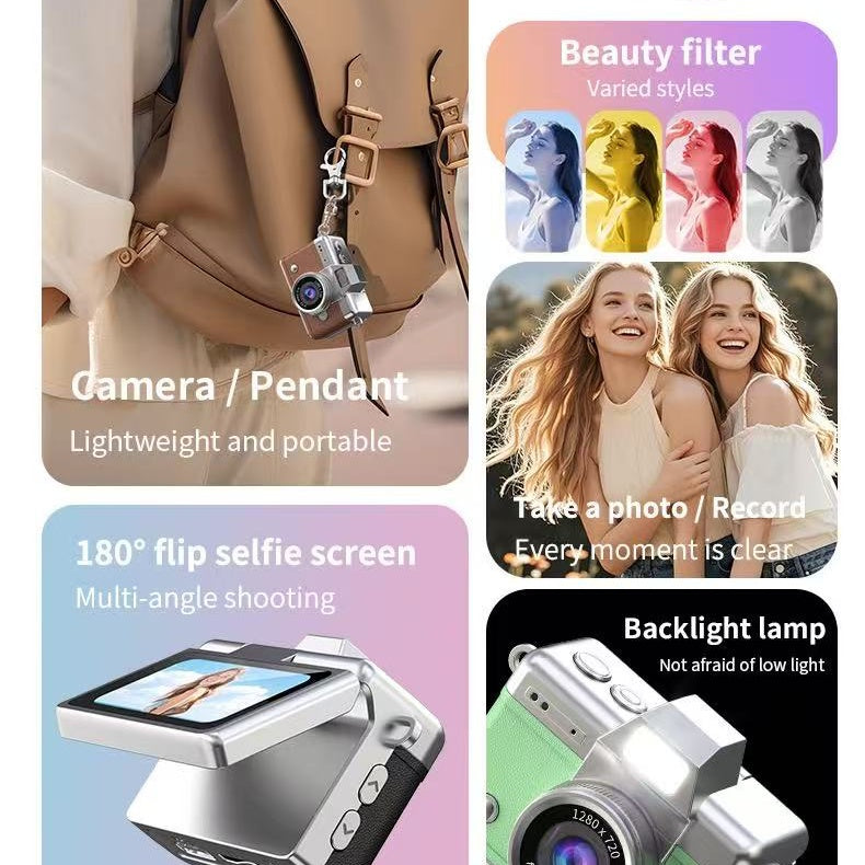 Mini camera with a 1.47-inch HD flip-up screen