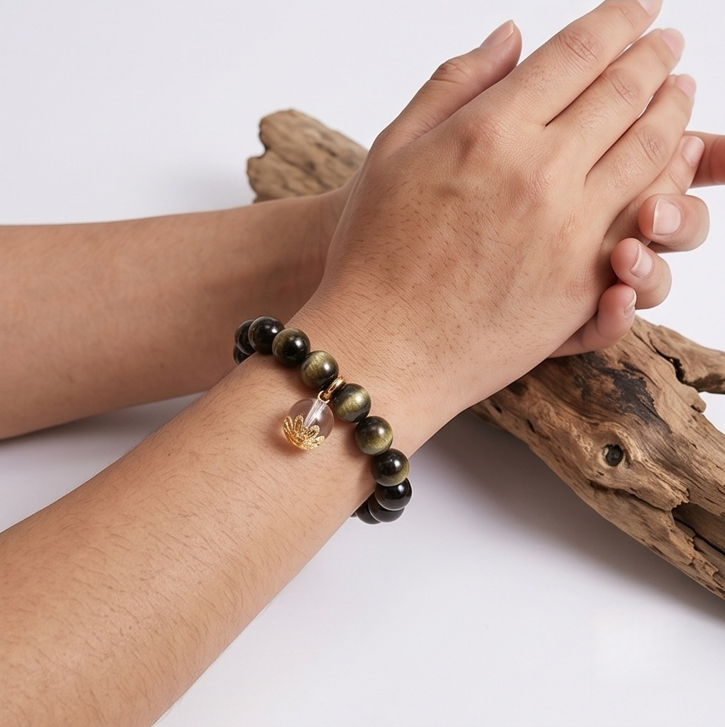 Golden Obsidian Breath Bead | The Abundance Collection