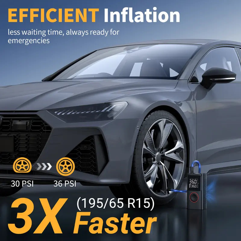 Cordless Tire Inflator Portable Air Compressor with Large Capacity Battery Wireless Digital Display Enhanced Safety Features for Cars & Inflatables