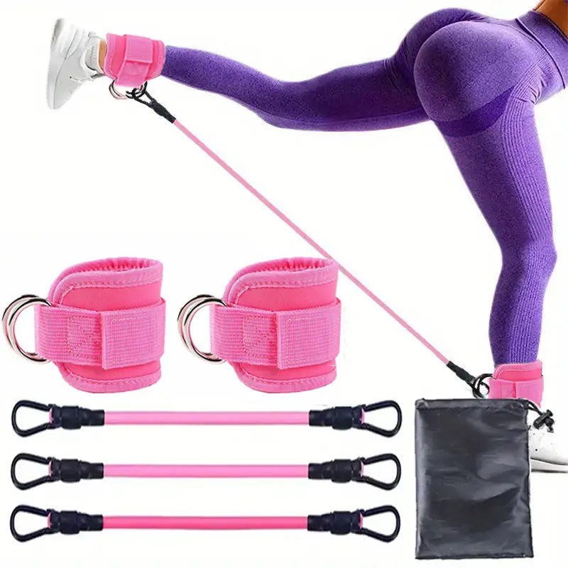 Resistance Bands, 5-Pack Ankle Band Set for Leg and Hip Training – TPE Material Band for Women Men, with Comfortable Grip, Ideal for Home Workouts, Exercise Equipment,Yoga Gym Fitness, Adjustable