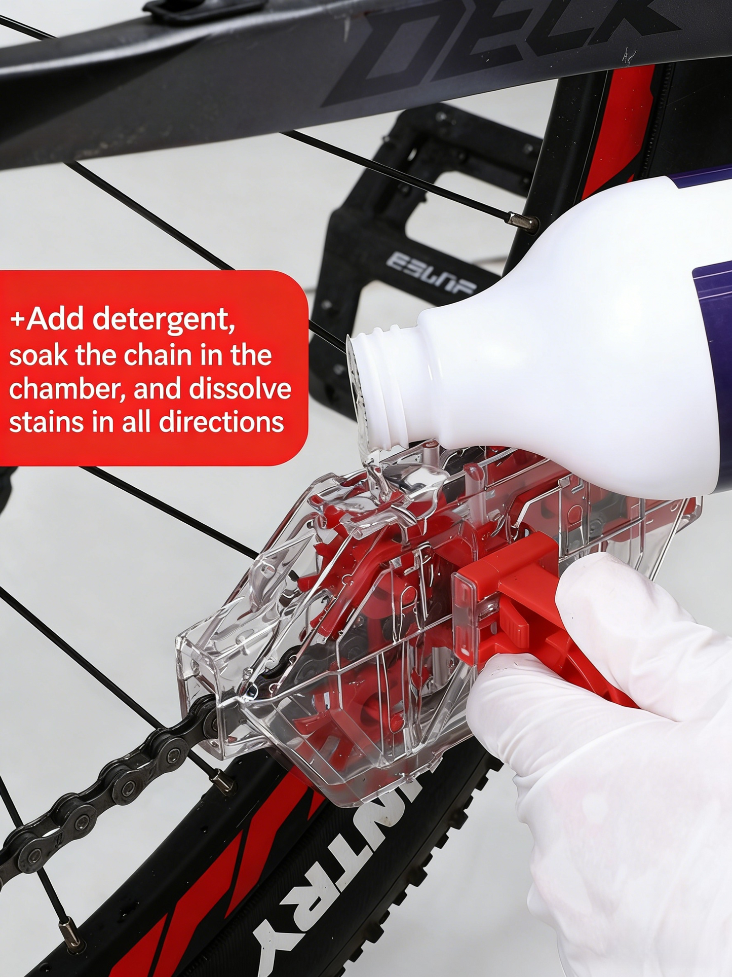 Bicycle chain cleaner, suitable for mountain and road bikes, transparent and visual immersion-type chain cleaning tool for removing oil and dirt