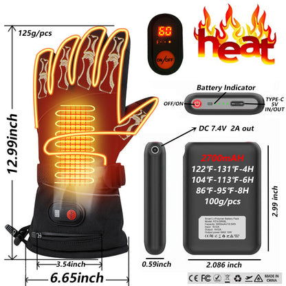 HEATENERGY Rechargeable Heated Gloves with Battery Pack for Cold Weather