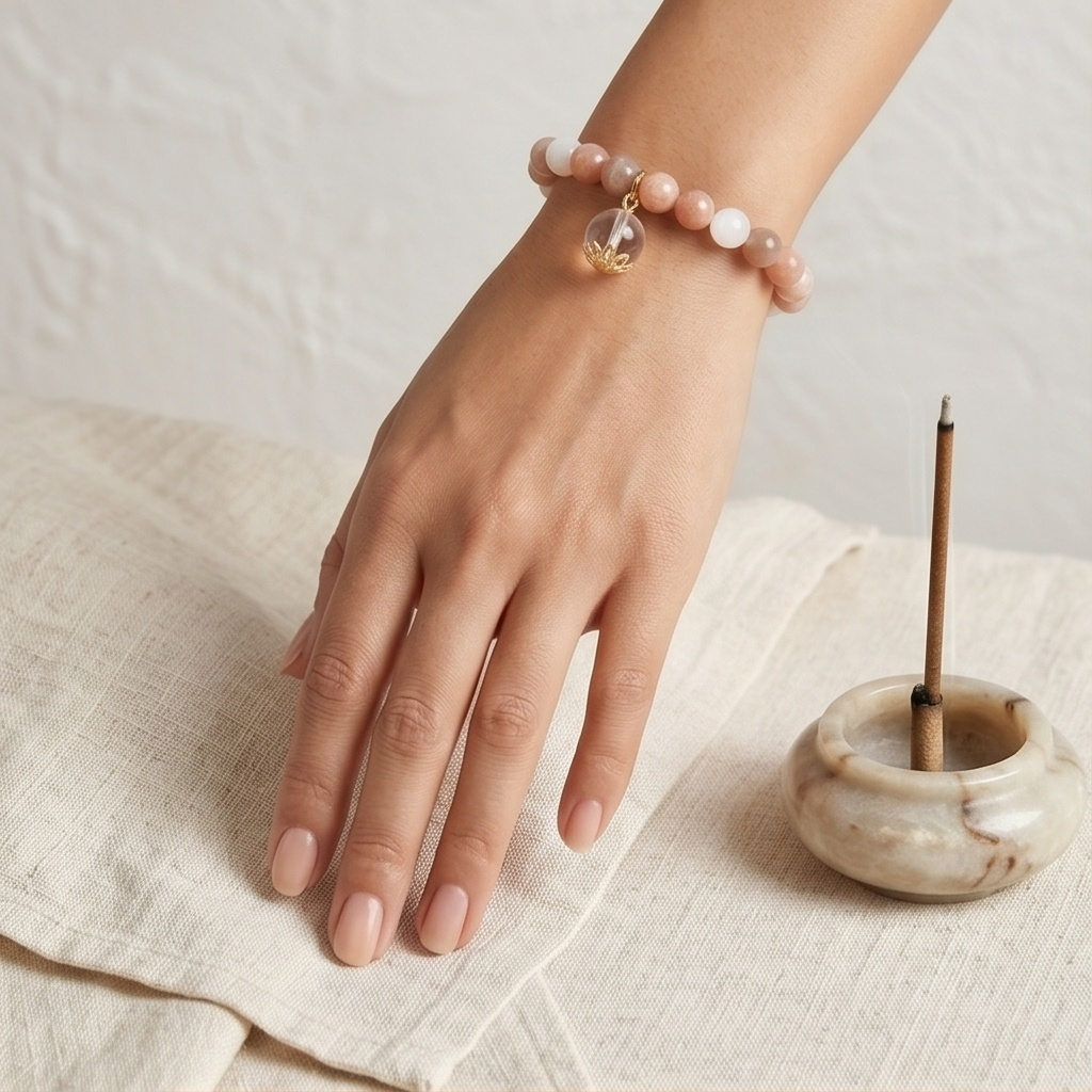 Peach Moonstone Breath Bead | The Inner Peace Collection