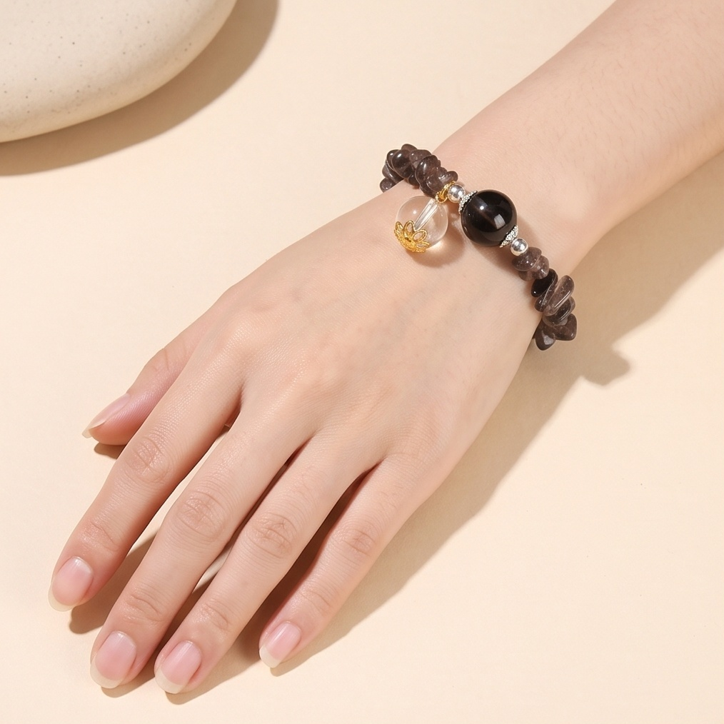 Raw Smoky Quartz Chip Breath Bead | The Inner Peace Collection