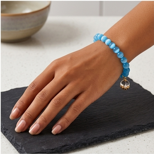 Blue Cat's Eye Breath Bead | The Inner Peace Collection