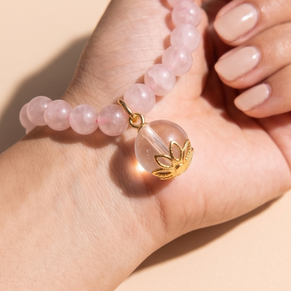 Full-Flesh Rose Quartz Breath Bead | The Aura Collection