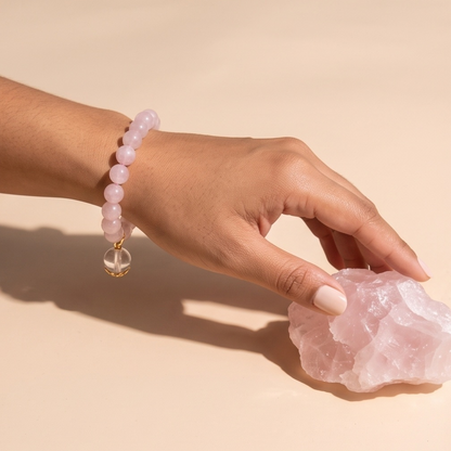 Full-Flesh Rose Quartz Breath Bead | The Aura Collection