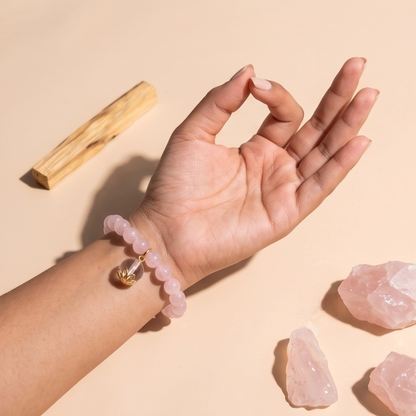 Full-Flesh Rose Quartz Breath Bead | The Aura Collection
