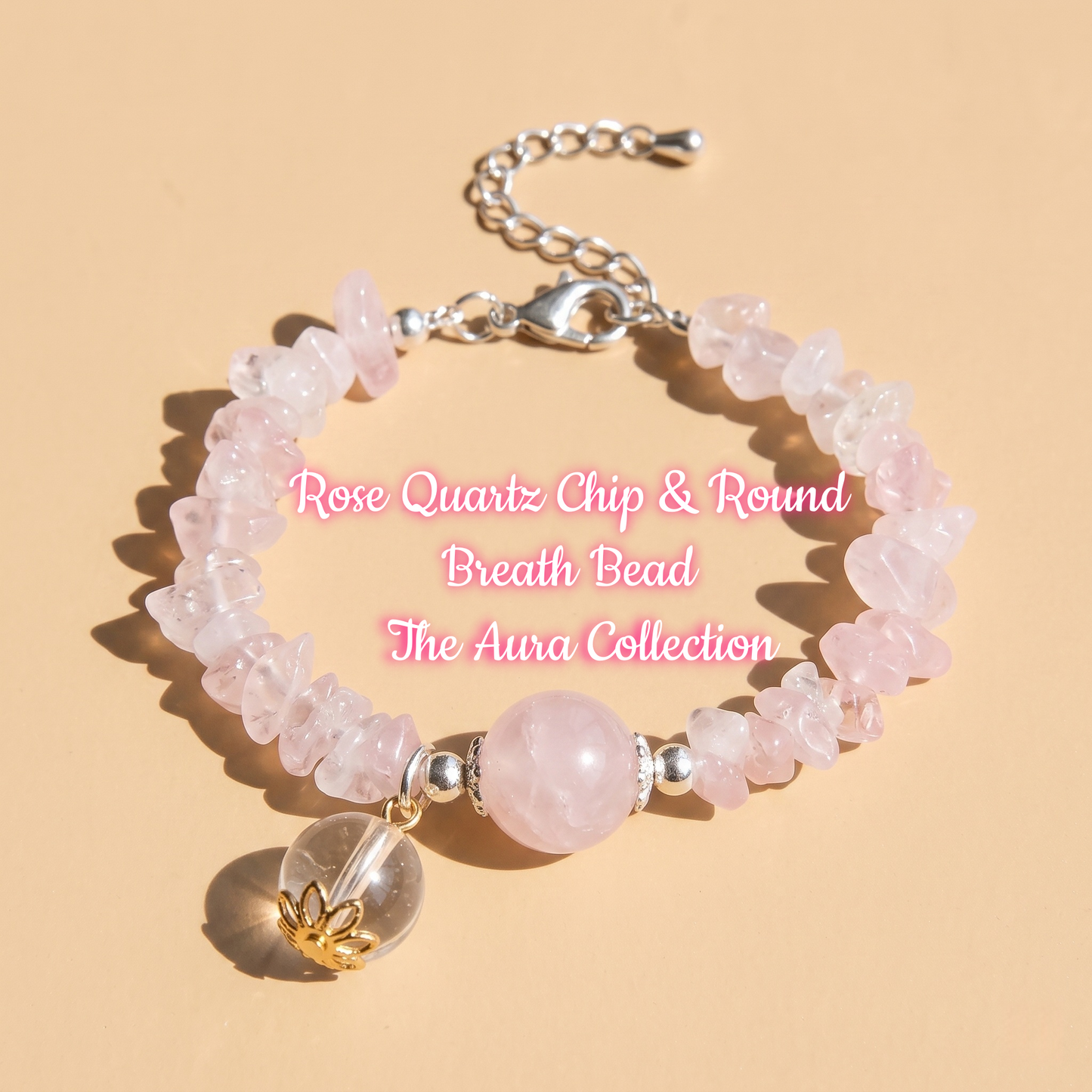 Rose Quartz Chip & Round Breath Bead | The Aura Collection