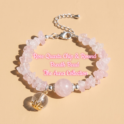 Rose Quartz Chip & Round Breath Bead | The Aura Collection
