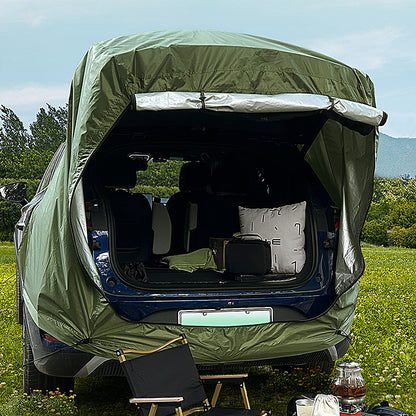 Outdoor car tailgate tent(SUV), camping canopy, roof extension tent, sunshade, and rain protection.